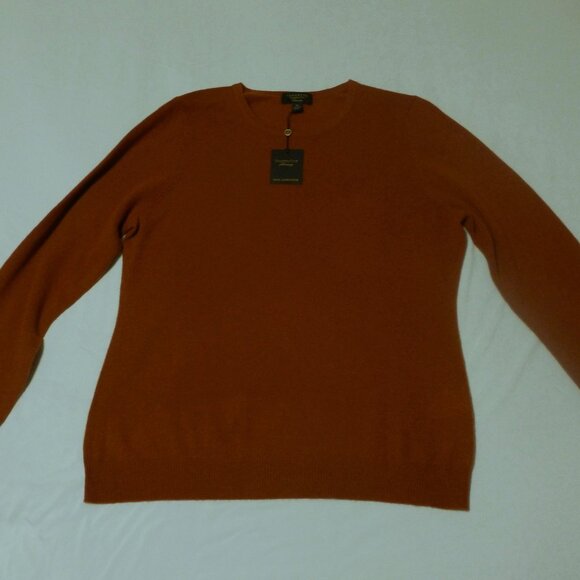Charter Club Cashmere Long Sleeve Crewneck Sweater XL Bronze Pecan Rust NWT - Picture 2 of 14